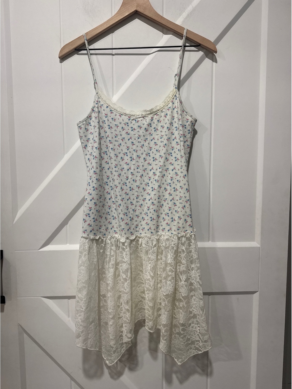 Frankies Bikinis Lace Trim Floral Slip Dress, Size L